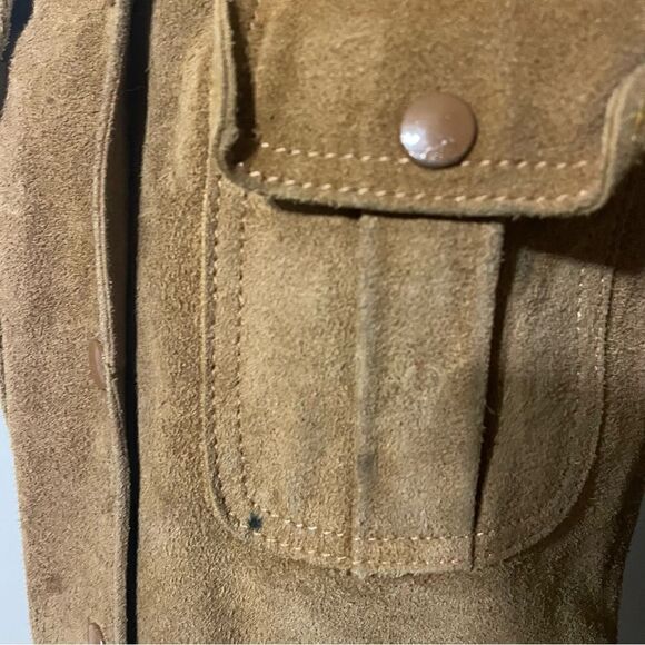 Vintage Women’s‎ Suede Leather Barn Cropped Trench Jacket Size 11 Handmade - Picture 3 of 16